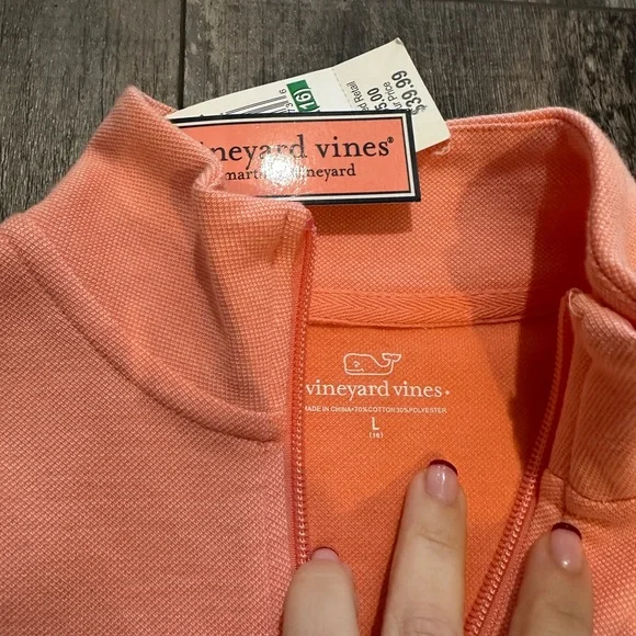 Vineyard Vines Kids' Peach Quarter-Zip Sweatshirt NWT and one tee-shirt (worn 1x - Picture 2 of 4